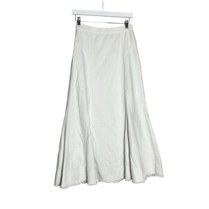 Madewell Fluted Midi Skirt in Tile White 100% Cotton Raw Hem Size 26